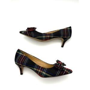J.Crew Plaid Tartan Bow Pointed Toe Pumps Women’s Size 9